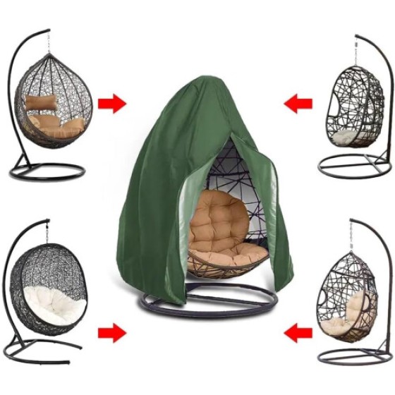 The chair cover Hanging egg chair cover, waterproof, rattan wicker chair protector, antidust hanging rocking chair outdoors (Green 115x190cm)